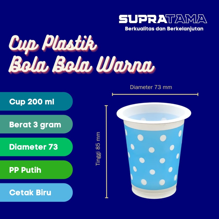 CUP BOLA PUTIH BLOK BIRU