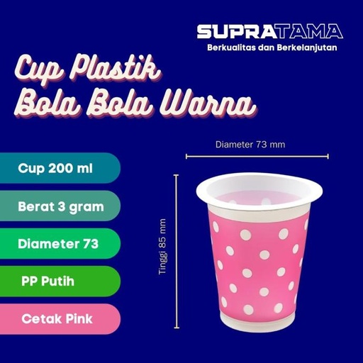 [22.057.00004] CUP BOLA PUTIH BLOK PINK
