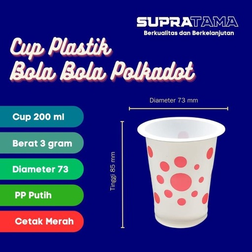 [22.057.00008] CUP PUTIH BOLA MERAH