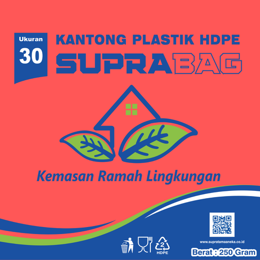 [35.002.00017] KANTONG PLASTIK HD MERAH 0.03 X 50/30 X 55